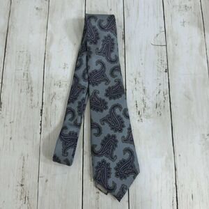 Christian Dior Men's NWT Vintage Italian Silk Paisley Tie Gray Purple USA Made